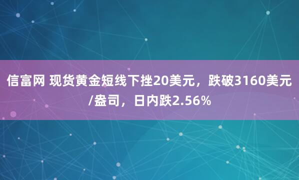 信富网 现货黄金短线下挫20美元，跌破3160美元/盎司，日内跌2.56%