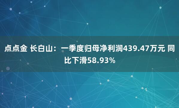 点点金 长白山：一季度归母净利润439.47万元 同比下滑58.93%
